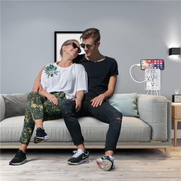 Multi Plug Outlet, Surge Protector, Outlet Splitter with 6 Outlet Extender - Picture 3 of 7